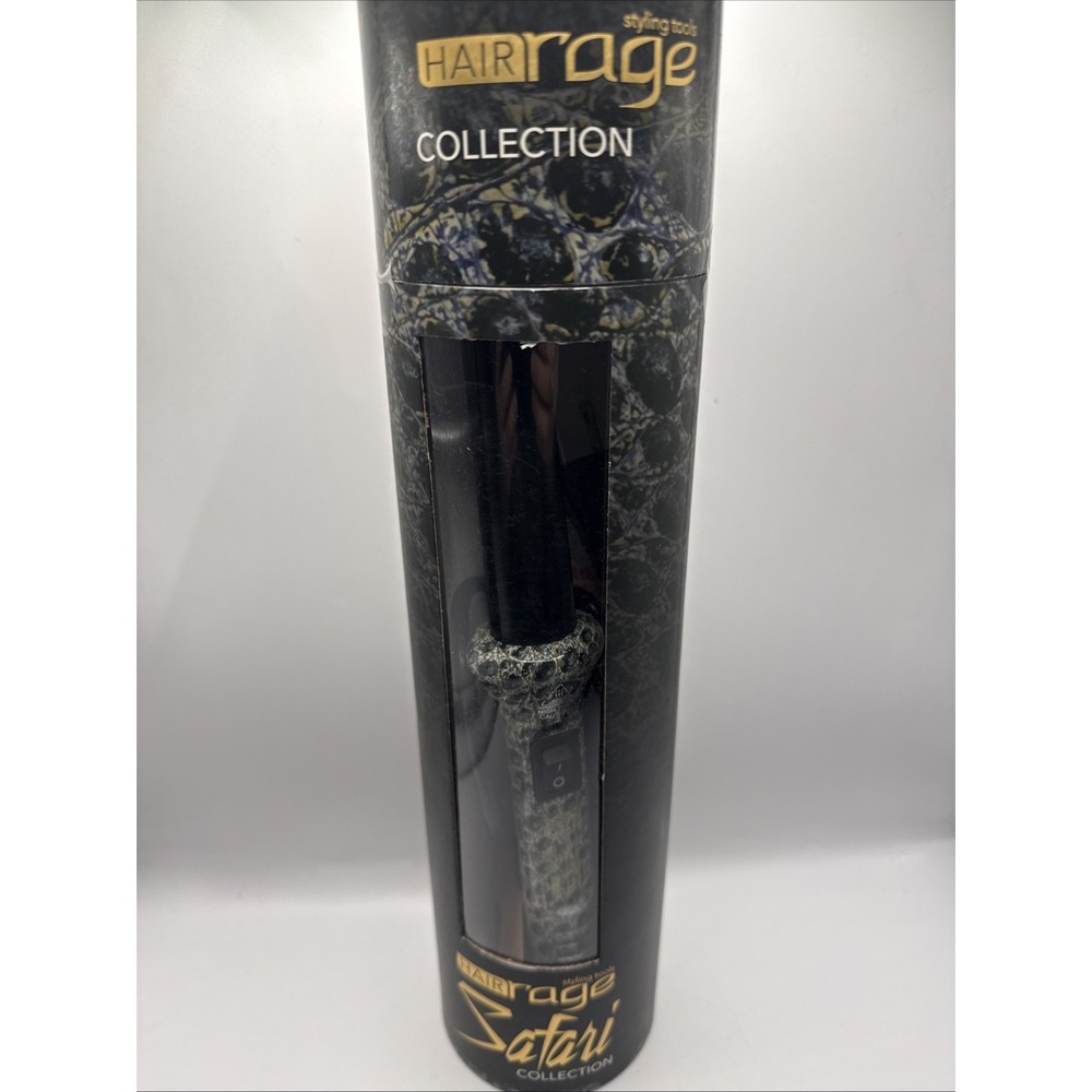 Hair Rage Safari 1 Inch Graduated Clipless Curling Iron Wand Crocodile Print NEW